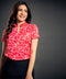 Front Vneck Red Paisley Printed Top